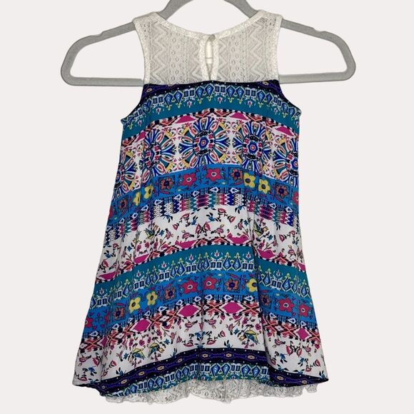 Zunie Girls Lace Trim Floral Tunic Swing Top Blouse 5 - Picture 6 of 10